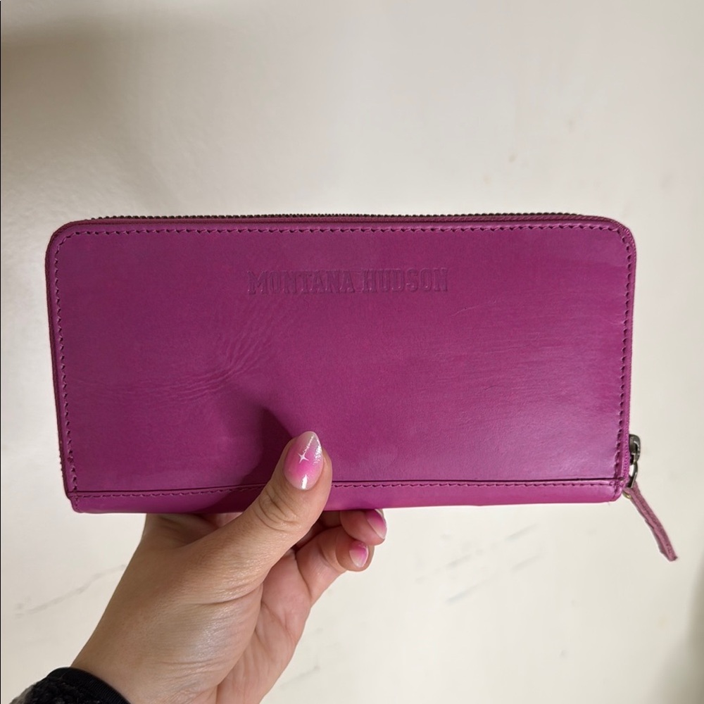 Montana Hudson Fuscia Pink Zip Around Leather Wallet